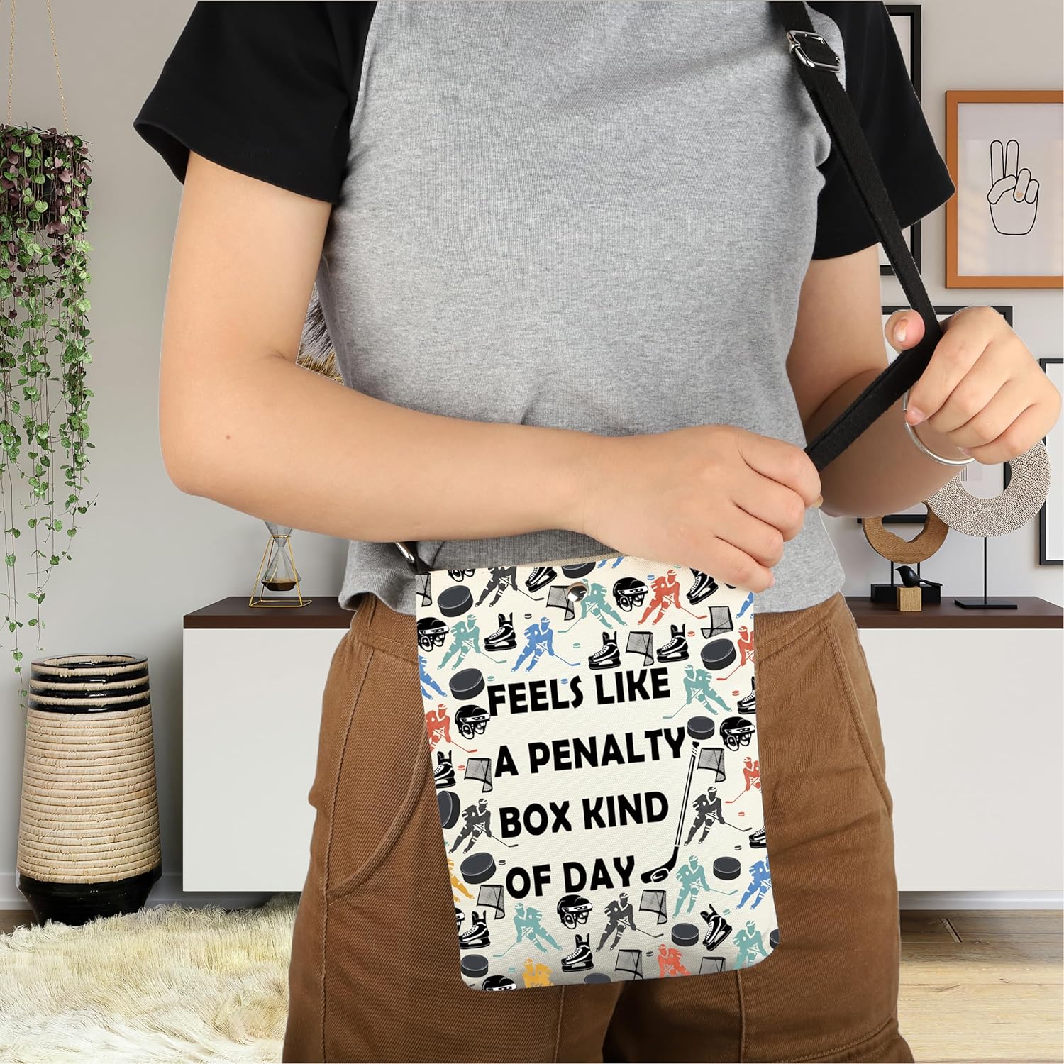 Ice Hockey Player Gift Feels Like a Penalty Box Kind of Day Crossbody Bag Sport Lover Gift - Image 8