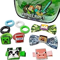 Vista 7 de LUV HER Mochila Minecraft con accesorio para el cabello, juego de juguetes a partir de 3 años