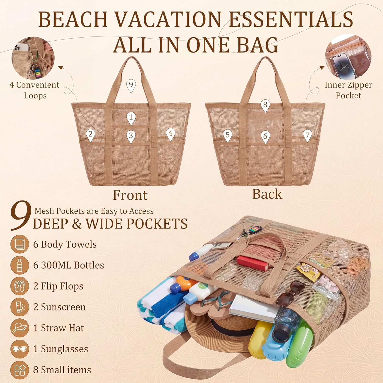 Shinylin 2 Pcs Beach Bags for Women, Straw Clutch Purse & Summer Large Mesh Beach Tote Bag, Woven Envelope Straw Travel Bag