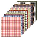 Desecraft Plaid Tartan Flannel 12x12 in Double Sided Paper Pad Pack Scrapbook Cardstock Decorative Paper - 36 Sheets - for Boys Card Making Origami Decorative Scrapbooking Supplies