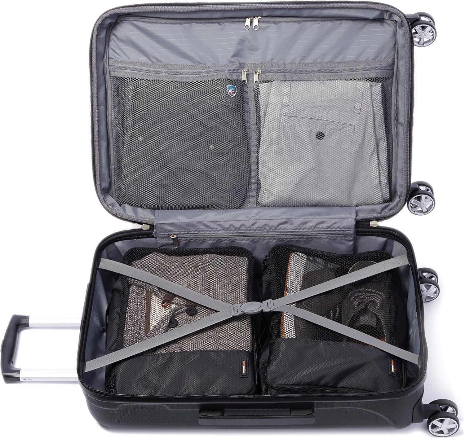 Amazon Basics Hardside Spinner Luggage - 24-Inch, Carbon Black
