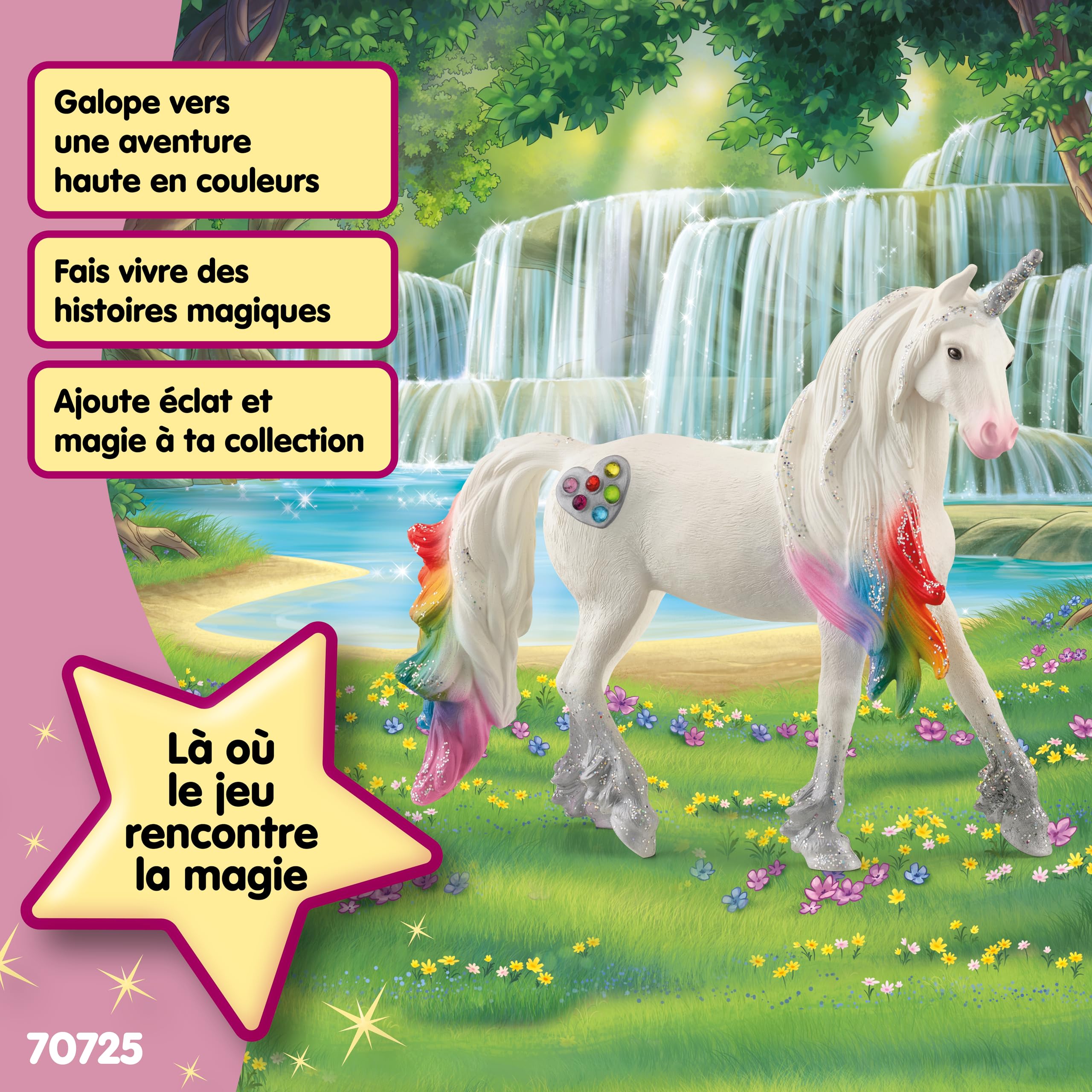 Schleich Licorne Arc-en-Ciel – Mâle Bayala – Figurine Réaliste Multicolore – Jeu Imaginatif