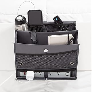 U Brands Bedside Caddy, 7 Pockets with Power Strip Compartment, Organiza...