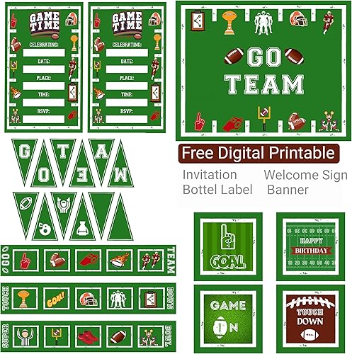 Miniatura 6 de Happy Greetings Recuerdos de fiesta de fútbol, 108 unidades, pulseras de fútbol giratorias, llavero, calcomanías, pajitas, tarjeta de agradecimiento