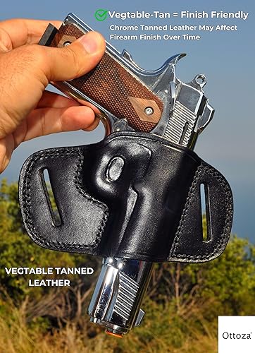 Miniatura 8 de Ottoza Funda de cuero hecha a mano derecha para pistola 1911 – Funda OWB para pistola 1911 se adapta a la mayoría de los modelos 1911 COLT – Kimber