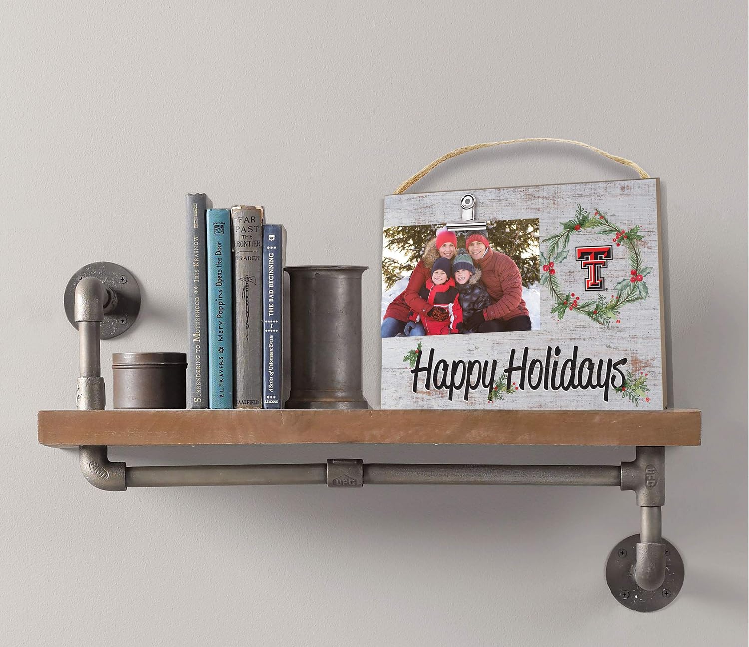 KH Sports Fan Texas Tech Red Raiders Clip It Colored Happy Holidays Photo Frame, Multi