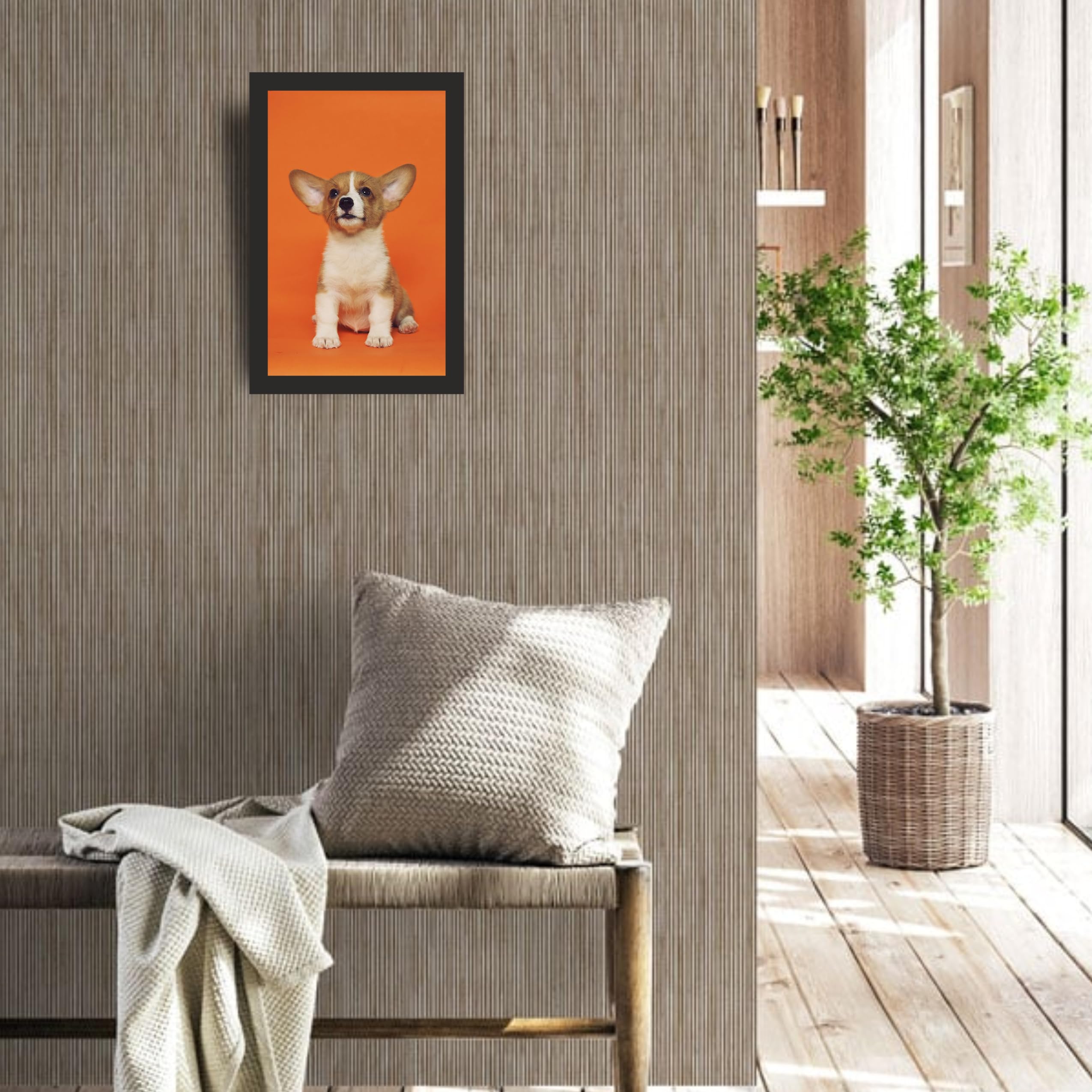 Cute Corgi Puppy Wall Art Frame 12x18 Inch