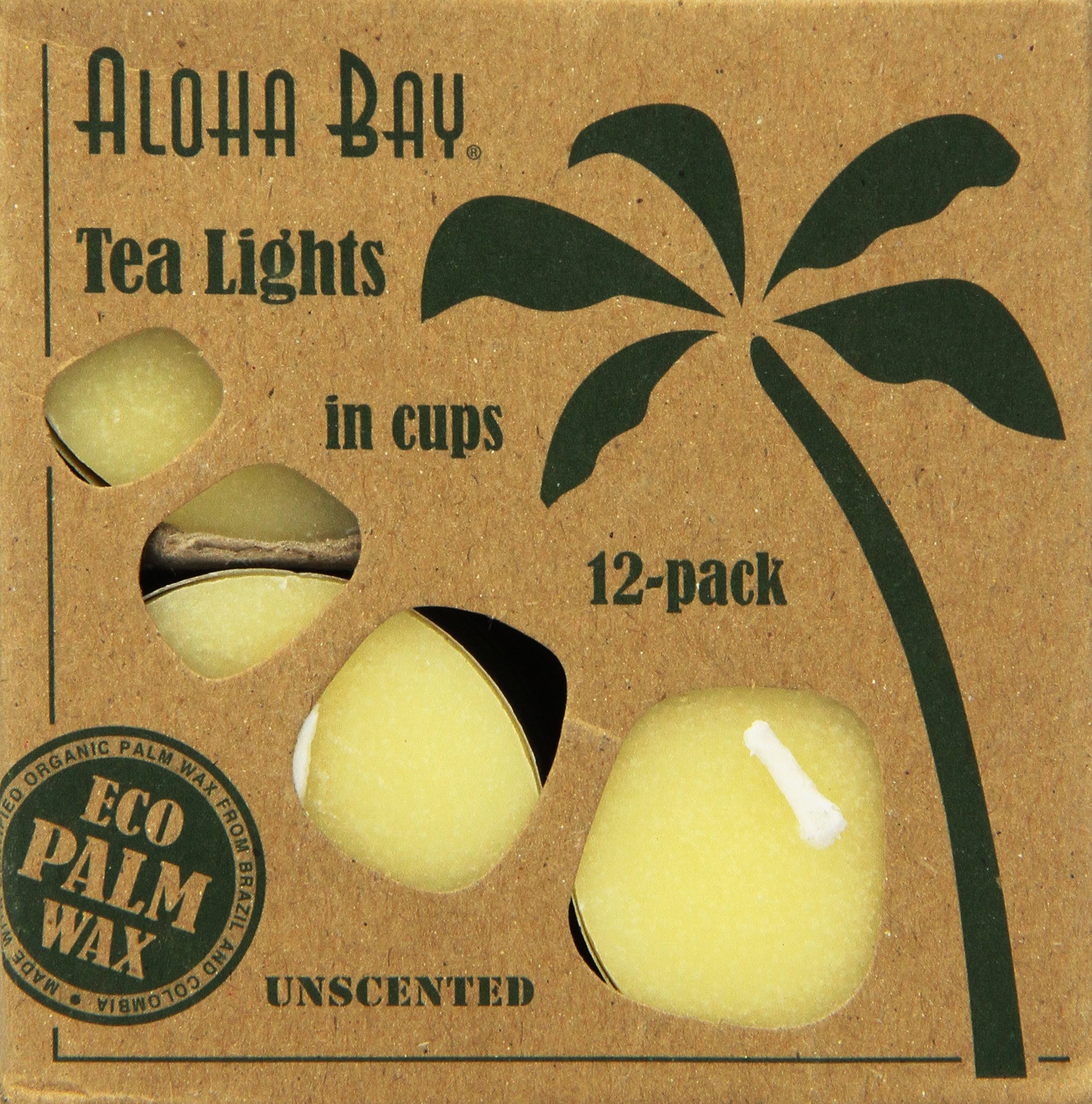 Palm wax Candles, Tea Lights, Unscented, Cream Colour, 12 Candles