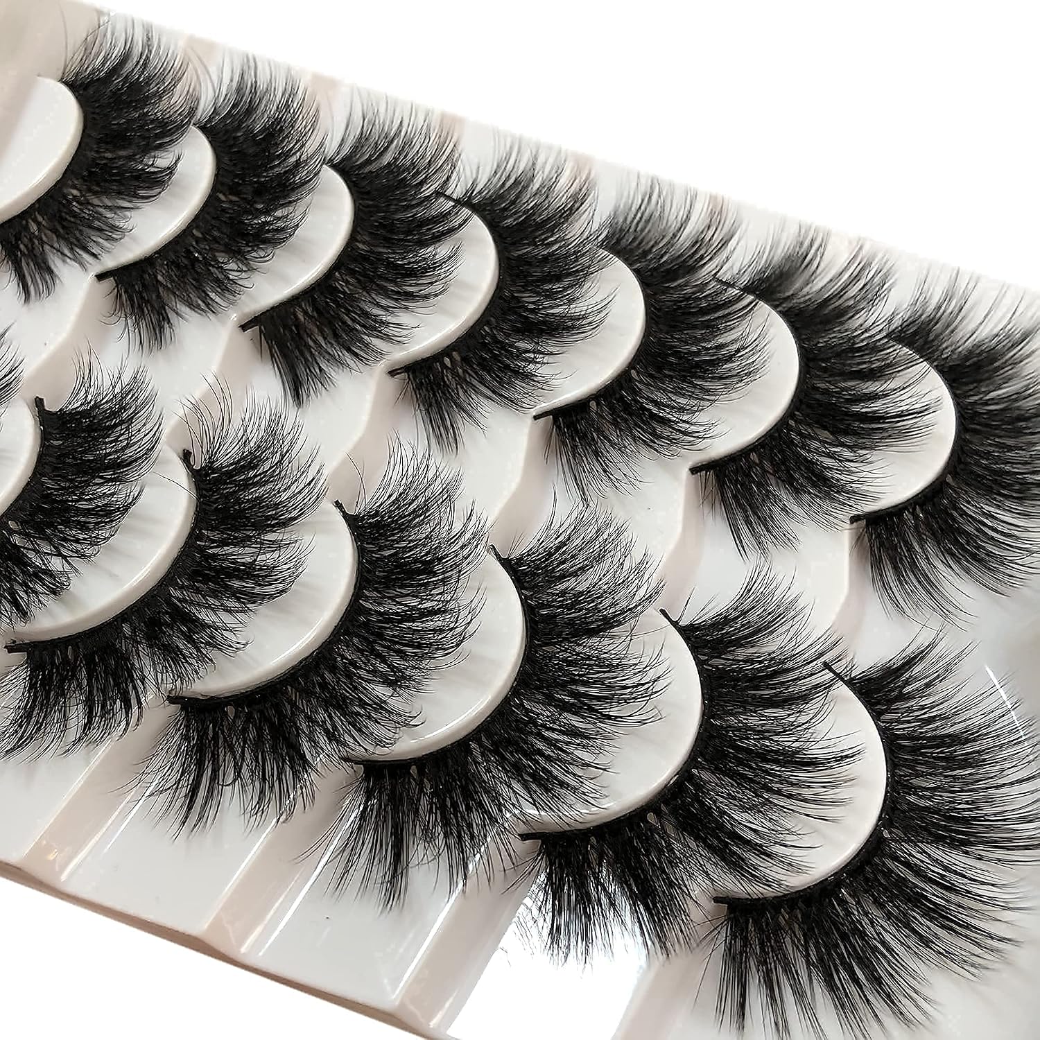 Pooplunch False Eyelashes 20MM Dramatic Faux Mink Lashes Pack 7 Pairs Fake Eyelashes Fluffy Long 8D Luxury Volume Mink Eye Lashes Multipack