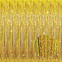 Vista 17 de GOER - Cortinas de tiras metálicas/oropel para fiestas, telón de fondo para fotos, cumpleaños, graduaciones, Año Nuevo, bodas, de 3.2 x 9.8 pies