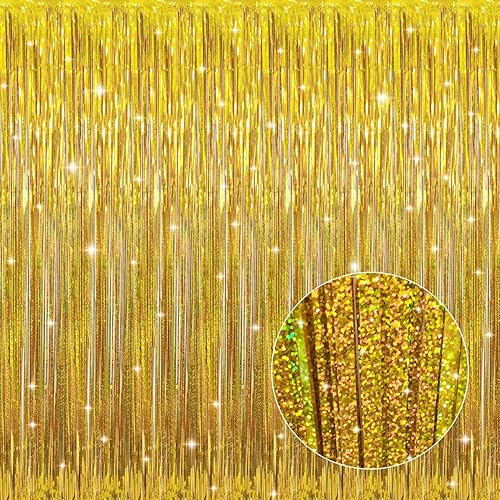 GOER - Cortinas de flecos metálicas de 3.2 x 9.8 pies para decoración de bodas o fiestas