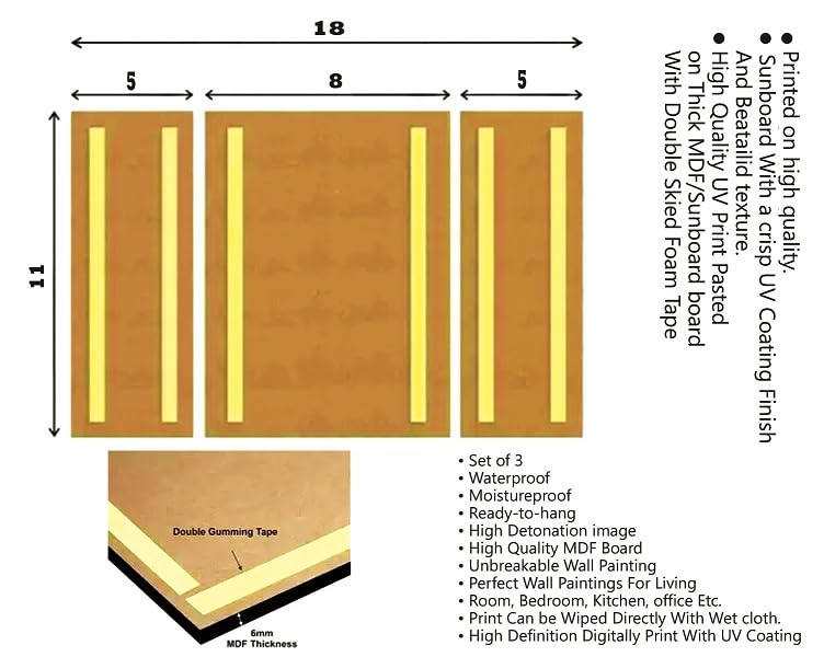 SACHINTENDULKAR%$ photo frame MDF Self Adhesive Acrylic 18 inch x 11 inch Painting (Pack of 3) 2