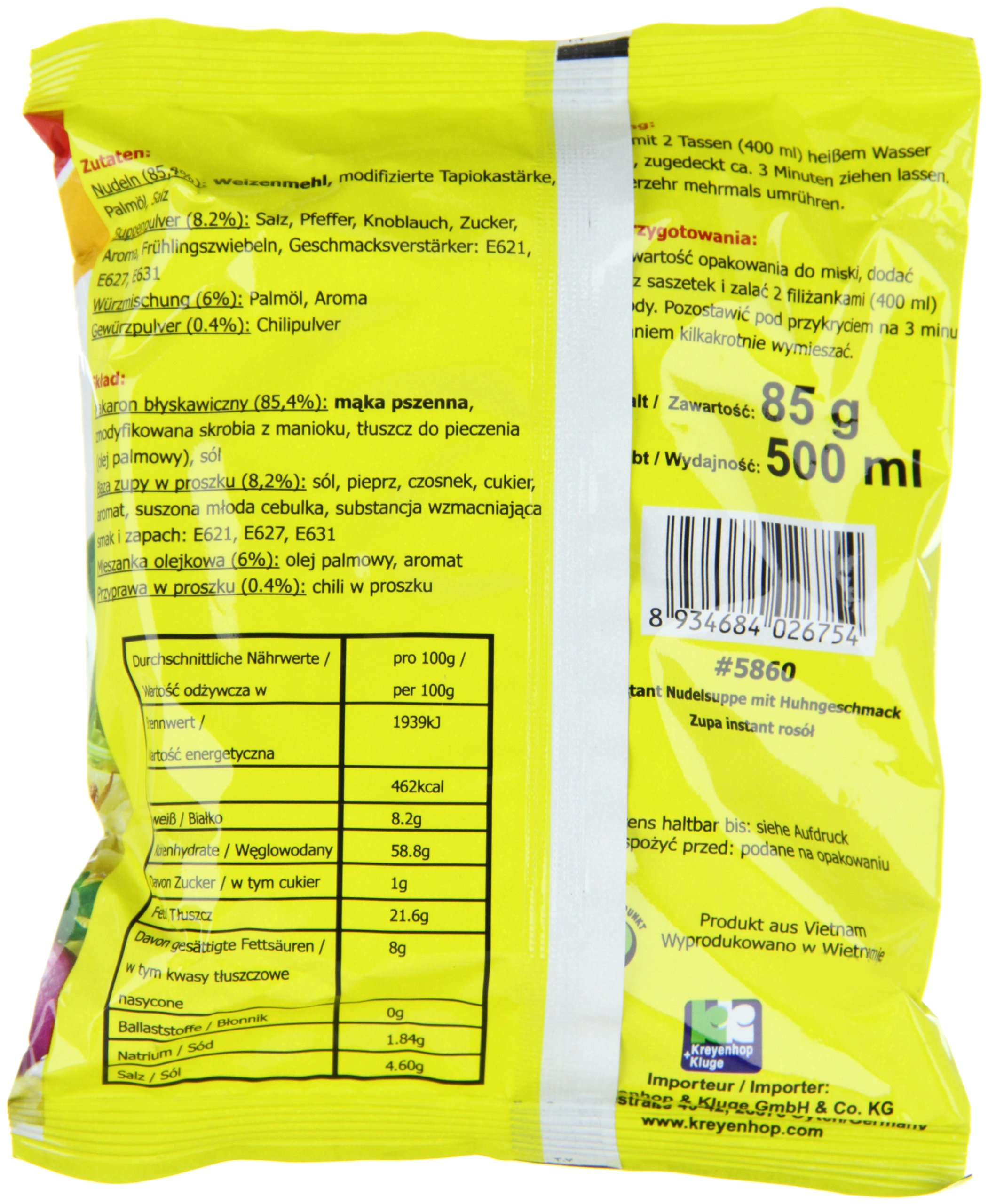 A-ONE Instantnudeln, Huhn, 30er Pack (30 x 85 g Packung)
