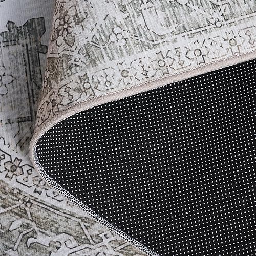 Miniatura 10 de SAFAVIEH Tucson Collection - Alfombra lavable de 2 pies 6 pies x 8 pies, beige y gris, antideslizante y fácil de limpiar, ideal para pasillo,