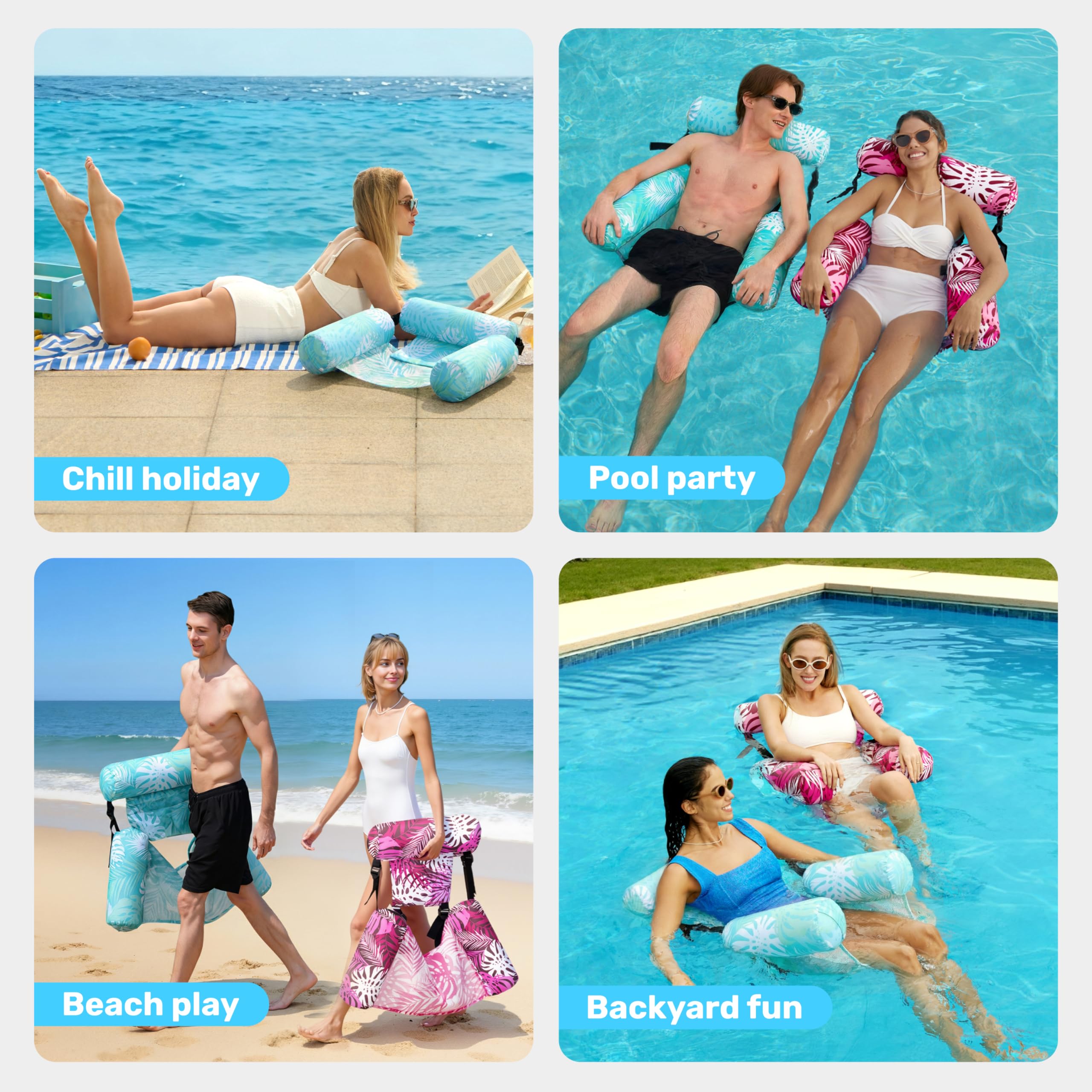 SLOOSH Gonfiabili per Piscina per Adulti, 2 Pezzi Sedie Lounge Galleggianti