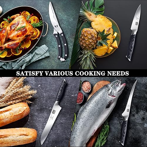 Miniatura 6 de SHAN ZU - Juego de cuchillos de cocina con bloque, juego de bloque de cuchillos, juegos de cuchillos de cocina de acero súper japonés con bloque