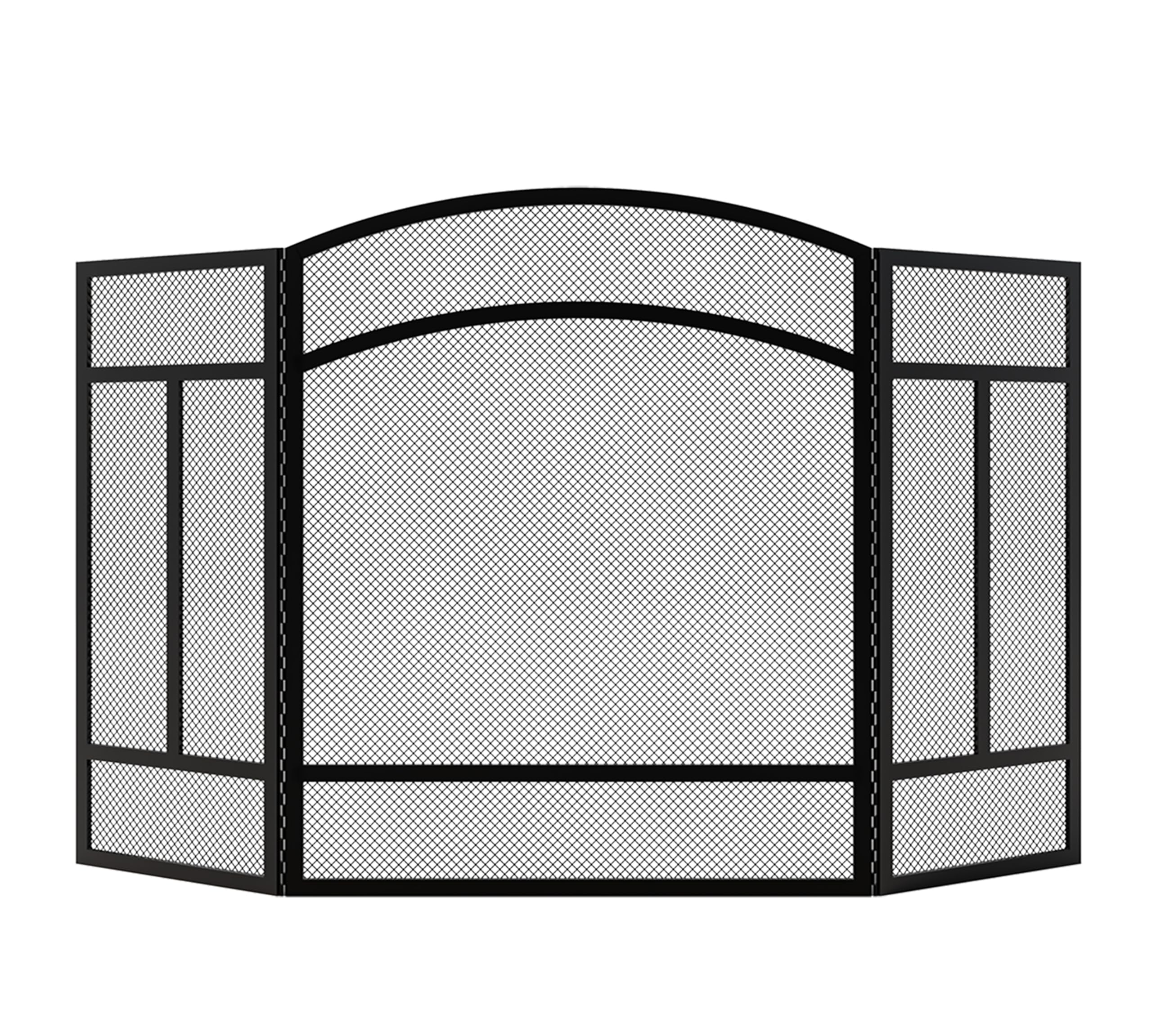 Pare-étincelles 3 panneaux 96,5 cm x 61 cm écran cheminée sans couture revêtement poudre noire