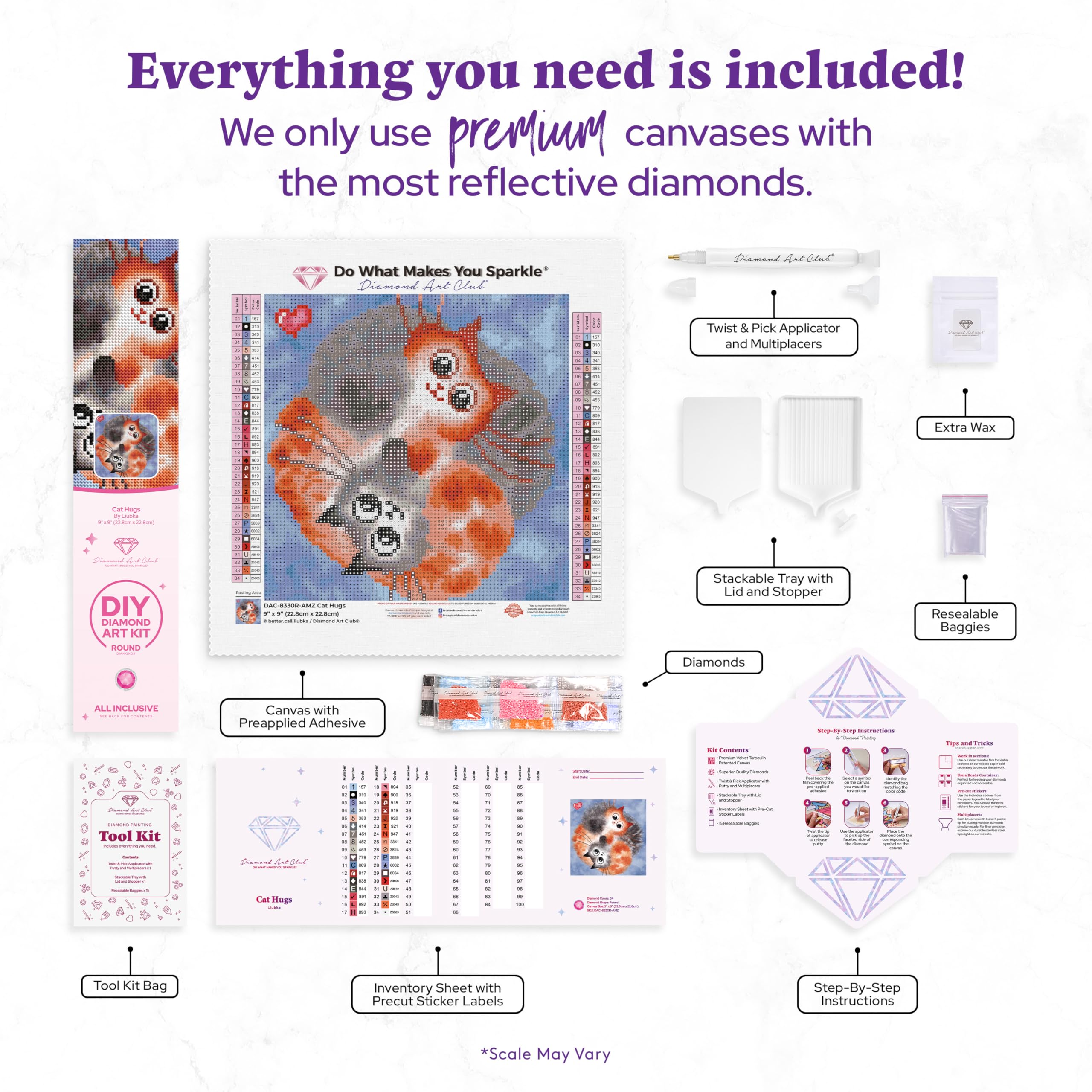 DIAMOND ART CLUB Cat Hugs Diamond Painting Kit, Fun DIY Crafts for