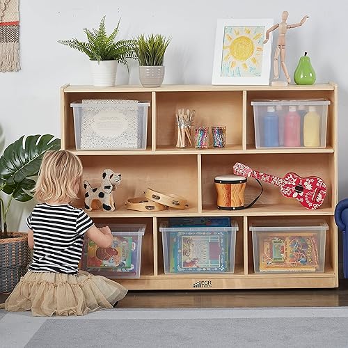 Miniatura 32 de ECR4Kids Gabinete de almacenamiento móvil de 8 compartimentos, 36 pulgadas, muebles de aula, gris lavado Gris (Grey Wash),Natural,Blanco Cal