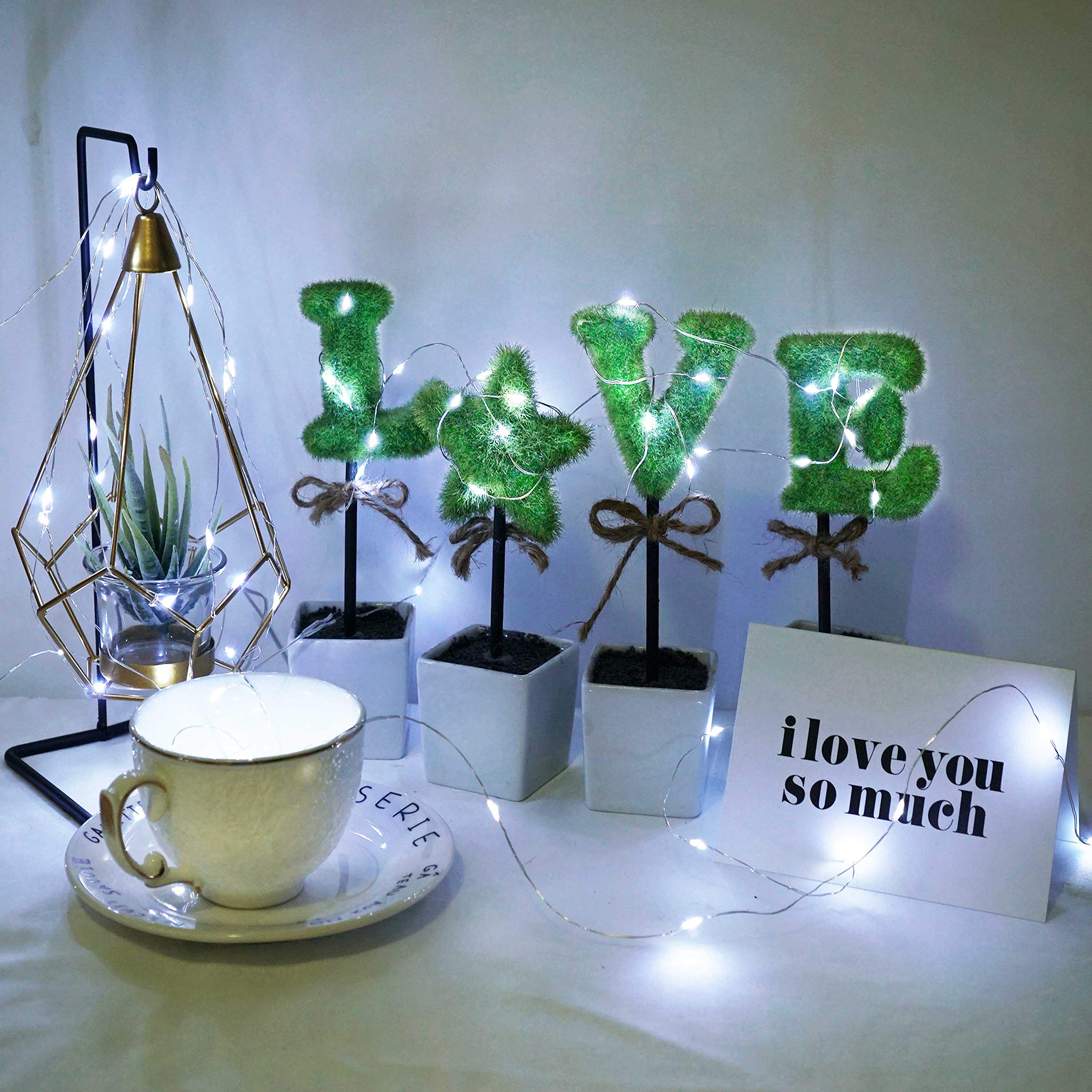 Paquete de 36 luces de hadas que funcionan con pilas, 20 luces LED de 6.6 pies/2 m, impermeables, mini luces de luciérnaga de alambre plateado para tarro de masón, decoración de boda y Navidad