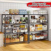Vista 6 de REIBII 35.5" W Wire Shelving Storage Shelves Metal Shelves Heavy Duty Shelving, Adjustable Garage Storage Wire Shelf Pantry Shelves for Kitchen