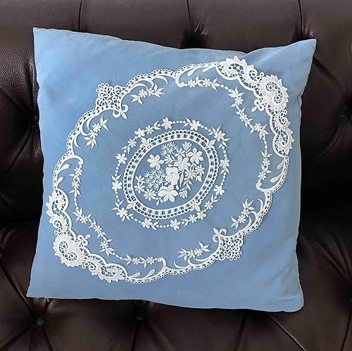 Miniatura 7 de Paquete de 2 manteles individuales de encaje retro, manteles individuales de ganchillo francés, manteles bordados a mano, 12 x 16 pulgadas, manteles