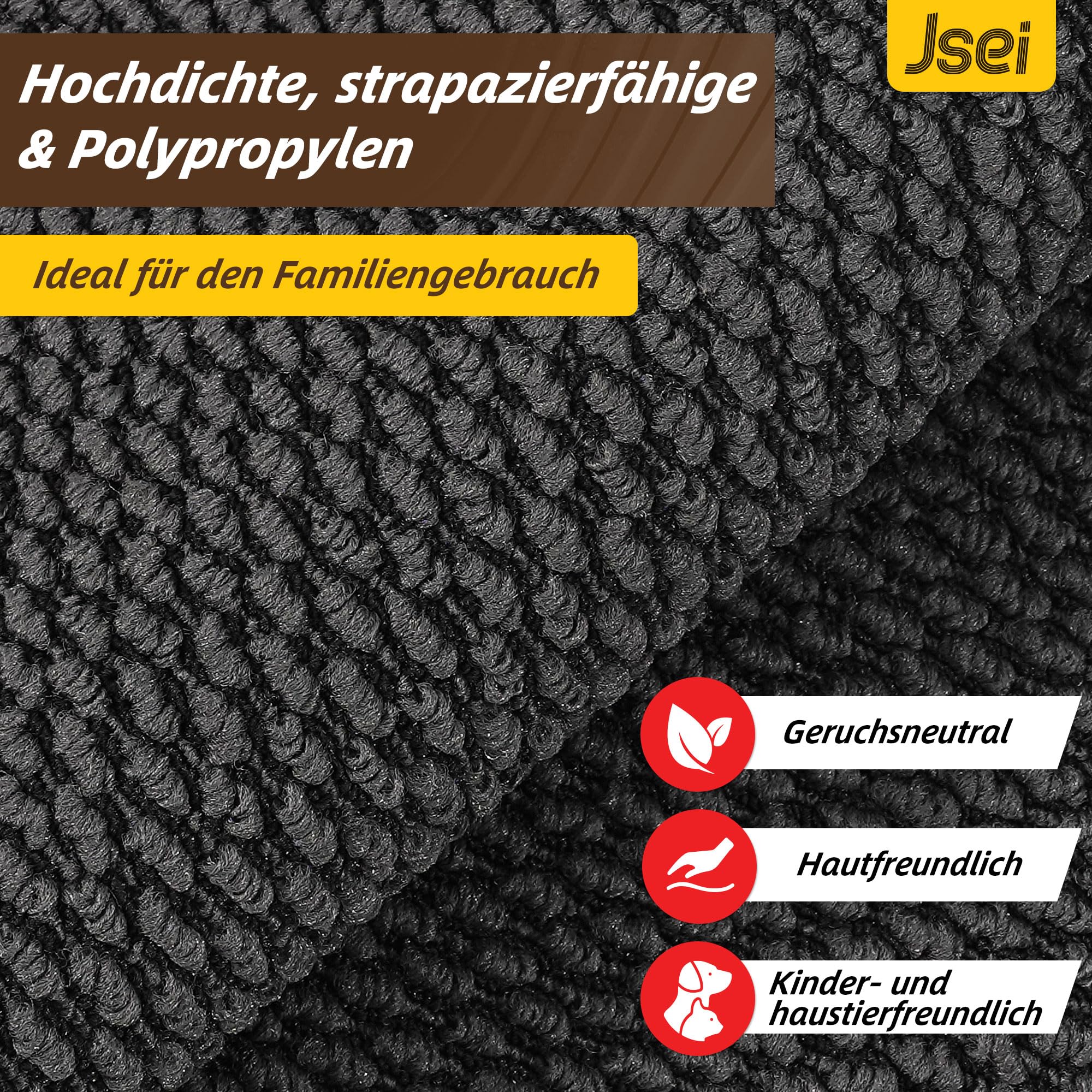JSEI Fußmatte Innen 80 x 120 cm, Schmutzfangmatte rutschfest waschbar, Türmatte für Haustür Flur Eingang – Flacher Fußabtreter, Sauberlaufmatte für Küche & Wohnbereich, Dunkelgrau