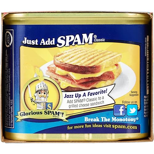 Miniatura 4 de SPAM Clásico, lata de 12 onzas (paquete de 2), cerdo completamente cocido, 0.00 oz de grasa trans, baja en carbohidratos, apta para dieta