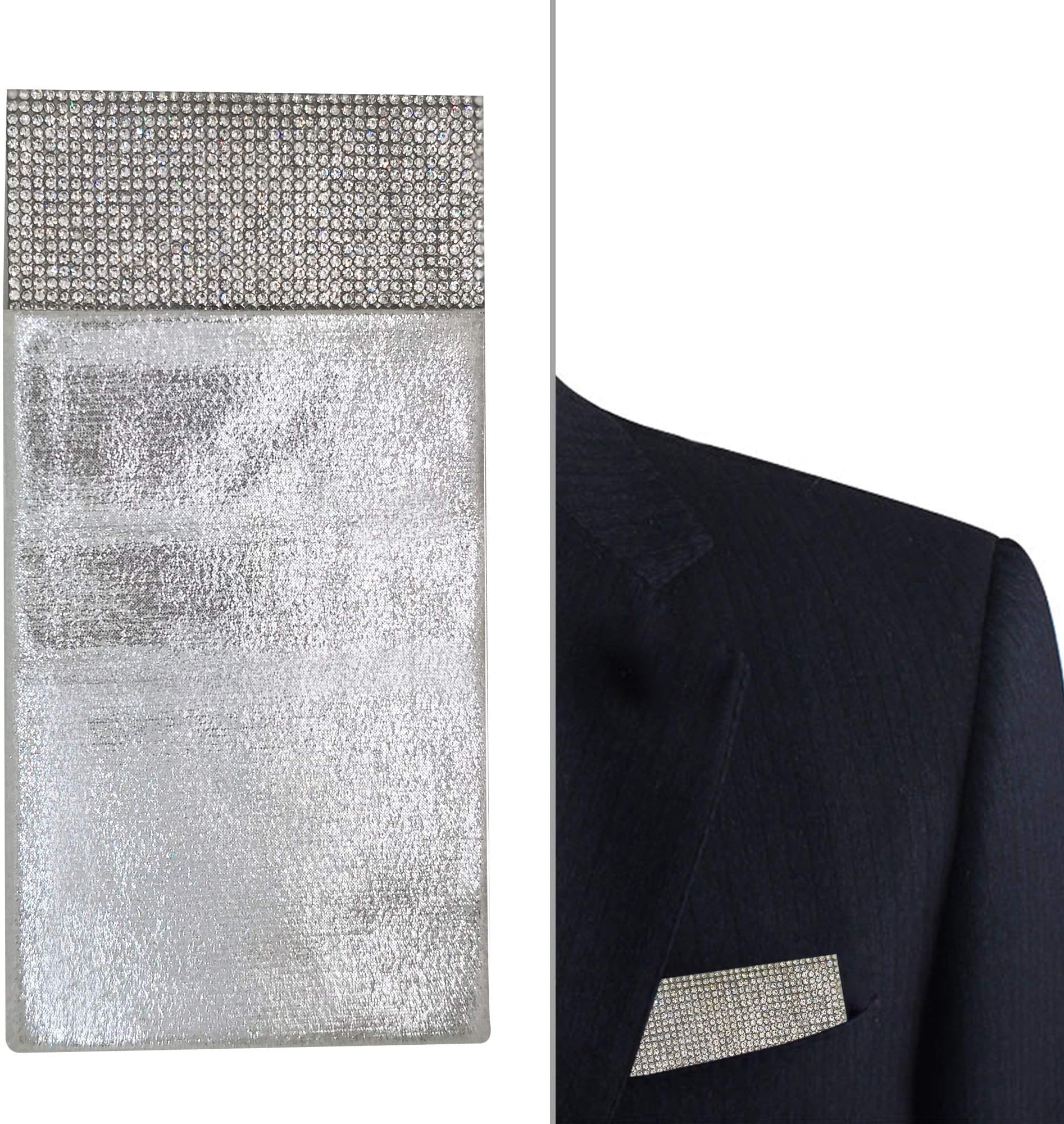 White Rhinestones Pocket Square, Silver Pocket Square, Sparkle silver pocket square, Dream Up Idea