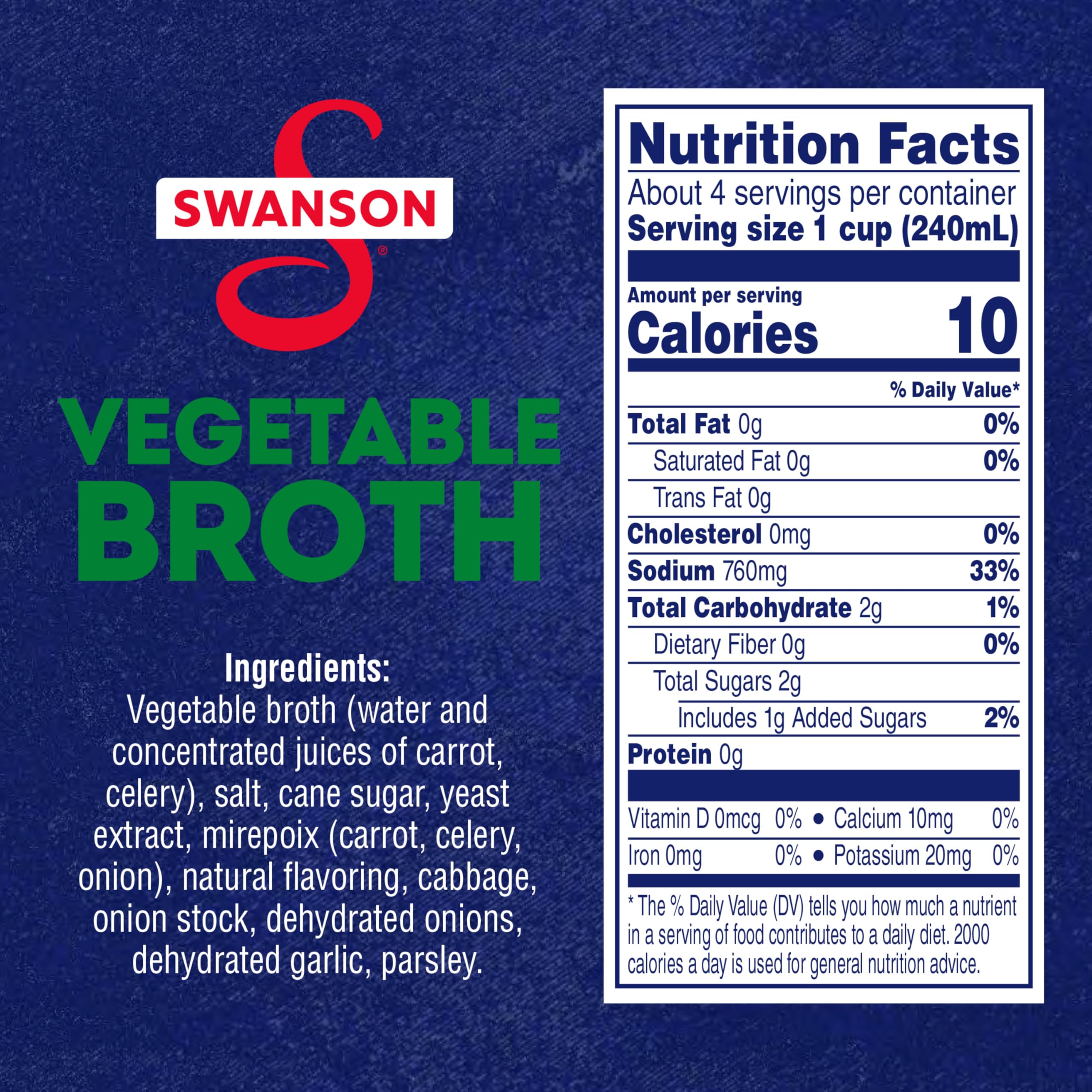 SWANSON S Vegetable Broth, 32 oz Carton
