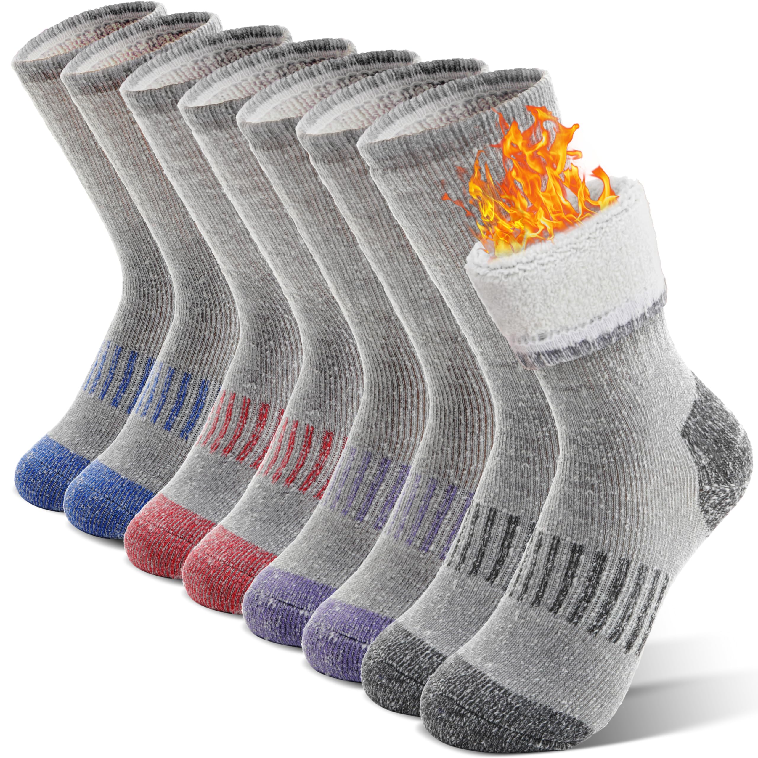Sandsuced Kids Merino Wool Hiking Socks Boys Teen Toddlers Thermal Winter Warm Thick Cozy Cushion Socks 4 Pairs
