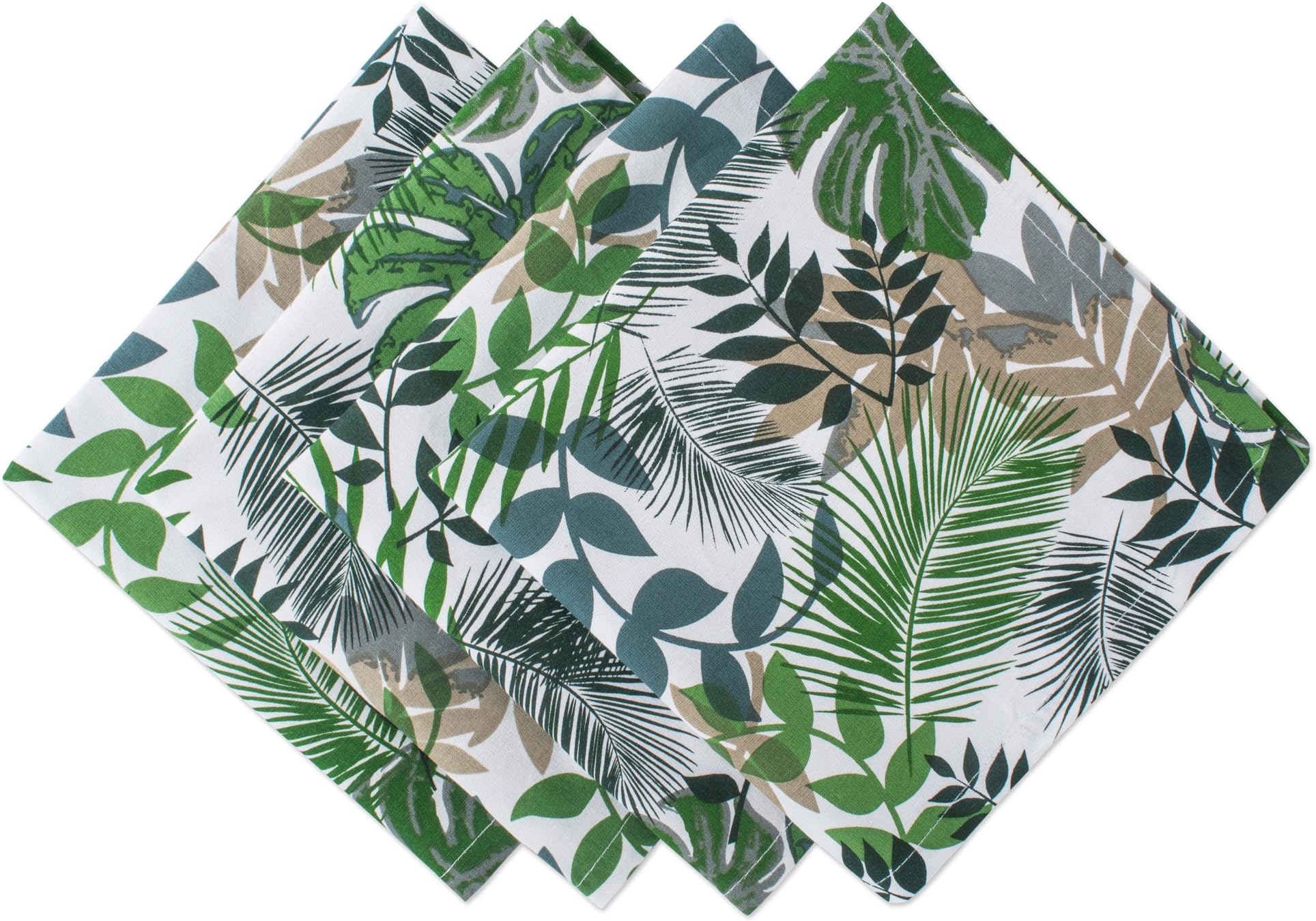 DII CBBB01339 Printed Cotton Napkins, Perfect for Brunch, Catering Events, Dinner Parties, Buffets, Spring Weddings or Everyday Use, Set, Tropical Leaves 4 Pack