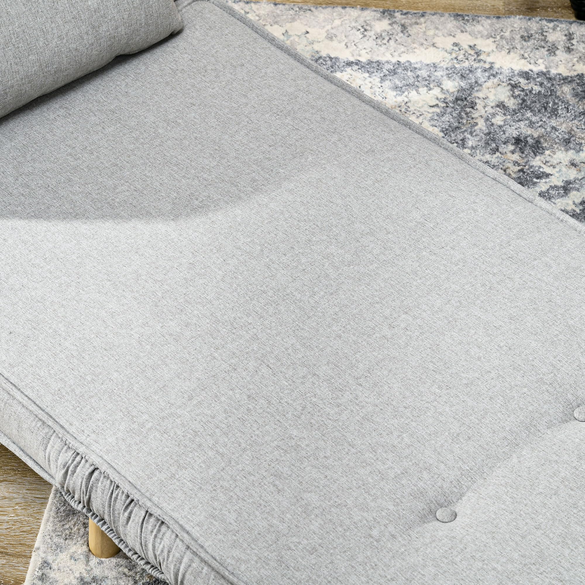HOMCOM 3 in 1 Schlafsessel Klappbar Schlafsofa mit Bettfunktion Verstellbare Rückenlehne Kissen Gästebett Leinenoptik Relaxsessel 72 x 78 x 79 cm Hellgrau