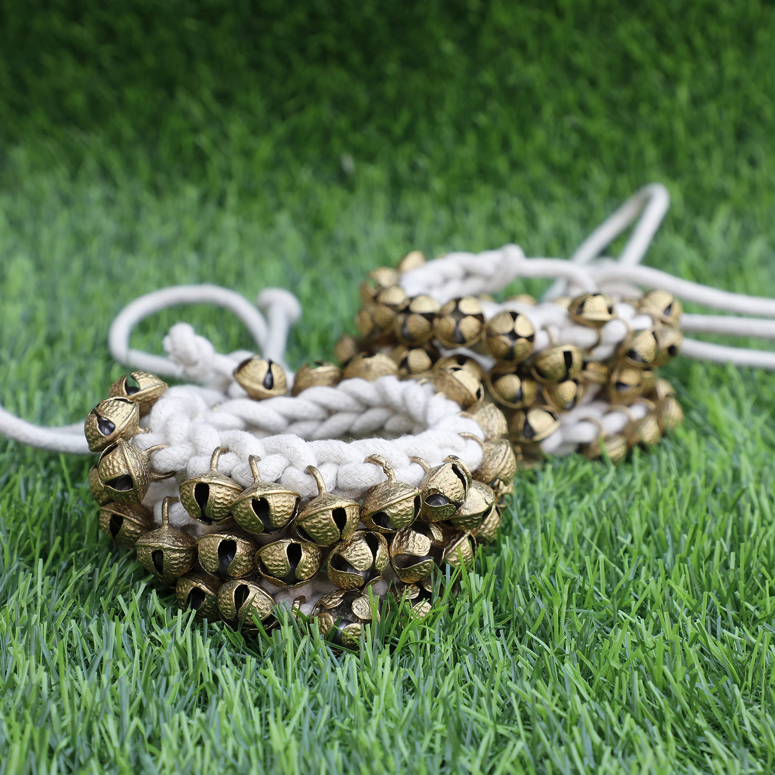 Coppia di campane professionali fatti a mano indiane Kathak Ghungroo grandi legate con corda di cotone Accessori danza classica I Strumento musicale (50 campane)