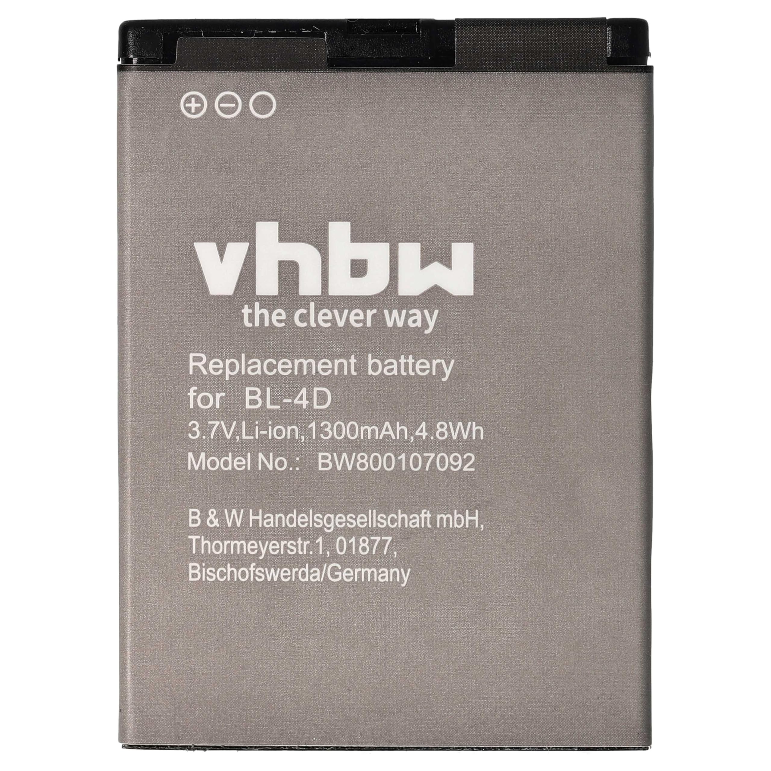 vhbw akumulator litowo-jonowy 1300 mAh (3,7 V) do telefonu komórkowego, smartfona Polaroid PROZ500PR003 jak BL-4D, C4D10T, N4D113J, TB-BL4D.