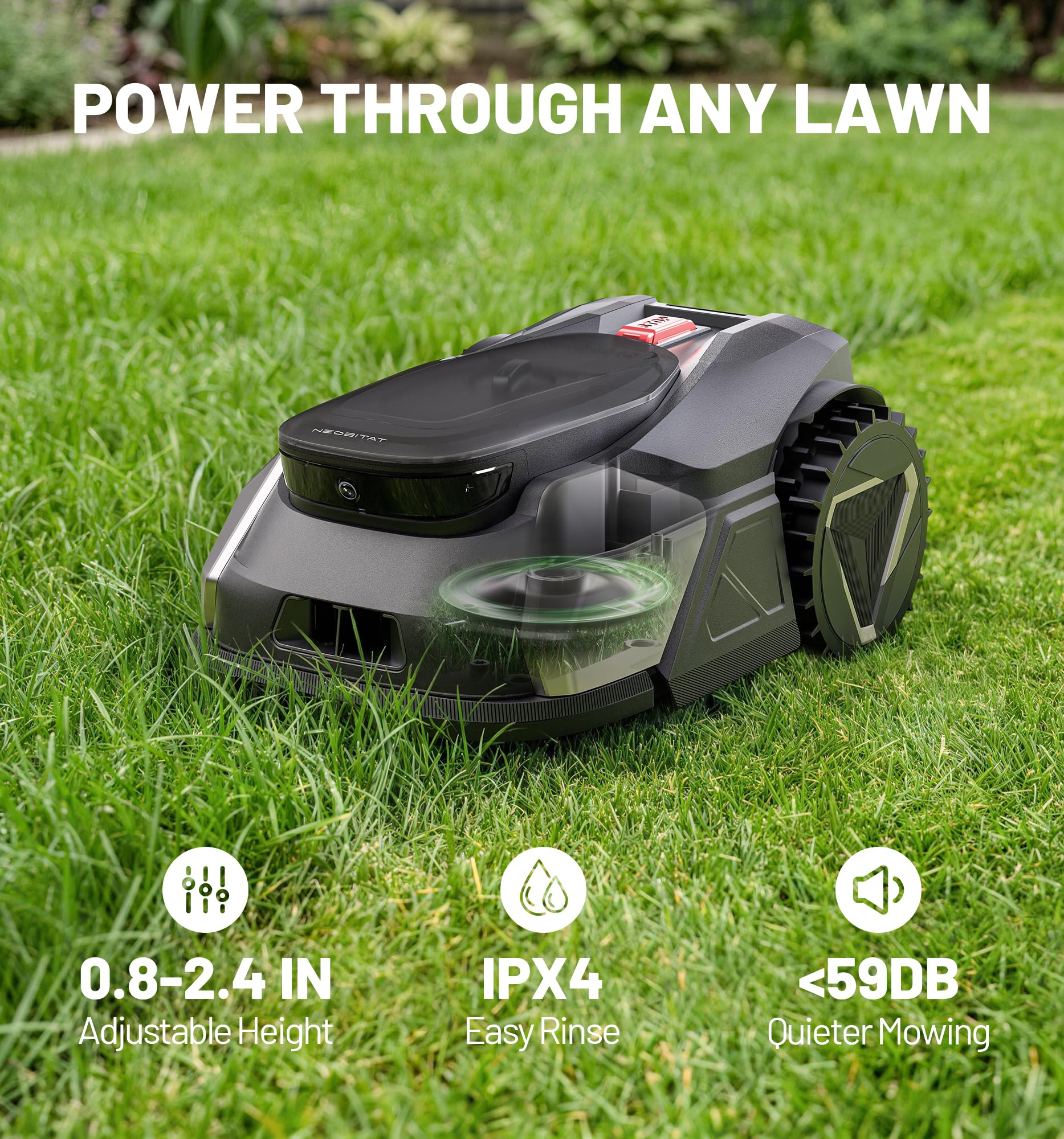 N500 Robot Tondeuse sans Fil périphérique, Recommandé 500 m², Cartographie IA Vision sans RTK, évitement Intelligent des Obstacles