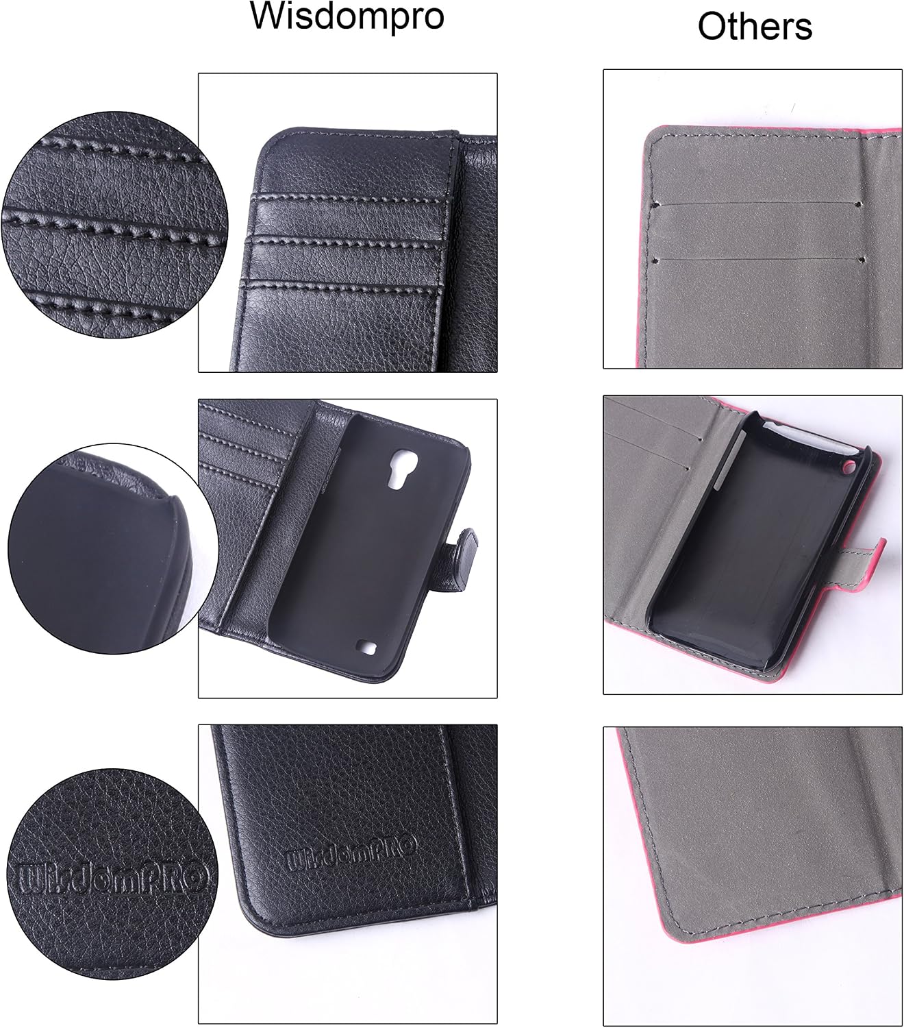 Wisdompro S4 Mini Case, Premium PU Leather 2-in-1 Protective Folio Flip Wallet Case with Credit Card Holder Slots for Samsung Galaxy S4 Mini(NOT S4 FIT) -Black Without Lanyard