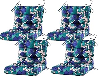 ARTPLAN Seat/Back Outdoor Chair Cushion,Set of 4 Patio Chair Cushion wit...