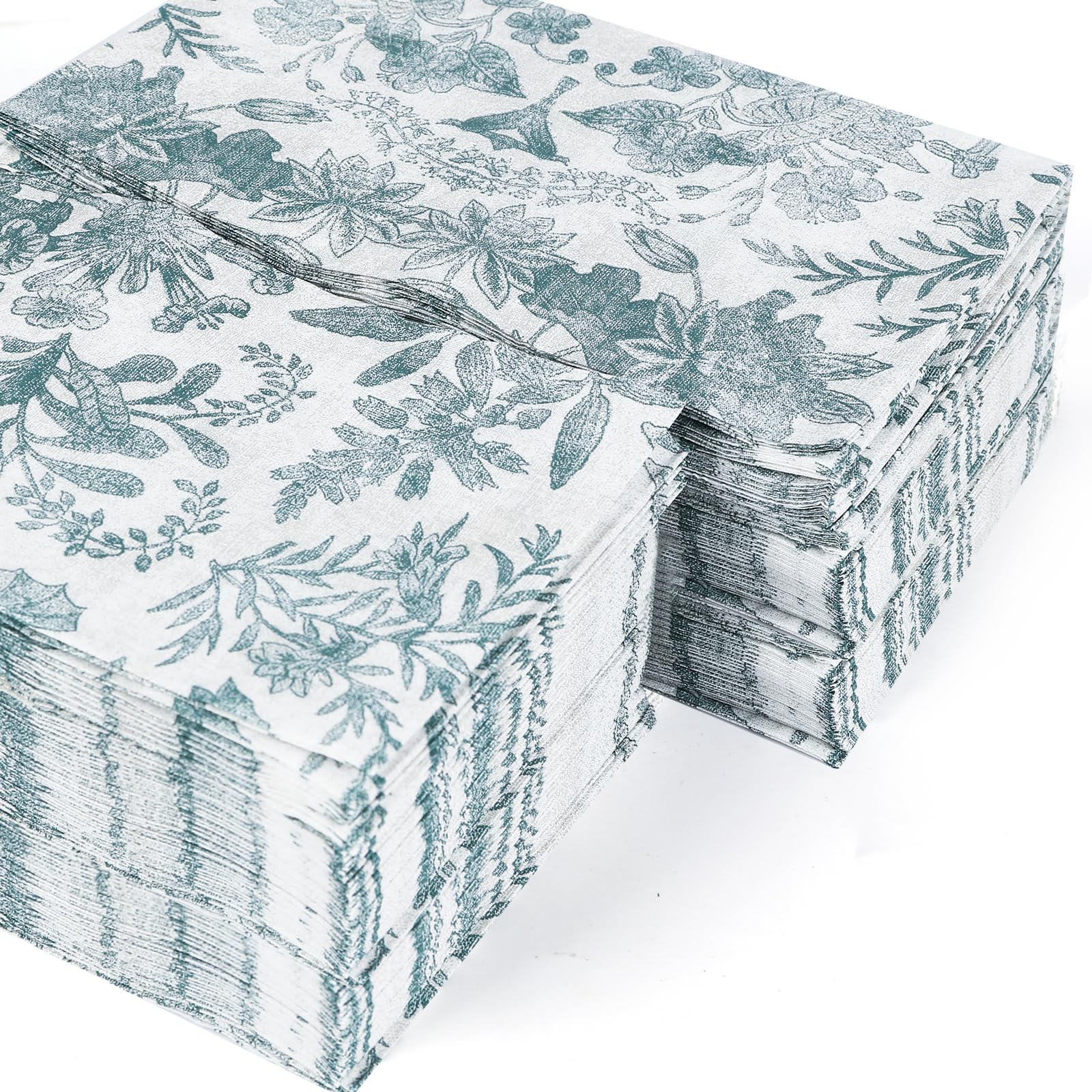 Paquete de 100 servilletas de baño desechables con tacto de lino floral, servilletas de papel decorativas, toallas de mano de papel para baño, servilletas de postre plegadas de 7.8 x 4.3 pulgadas,