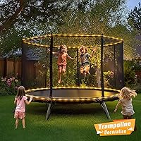 Vista 2 de JMEXSUSS - 100 luces LED solares de cuerda para exteriores, impermeables, 33 pies, luces solares para trampolín con clasificación IP65, 8 modos