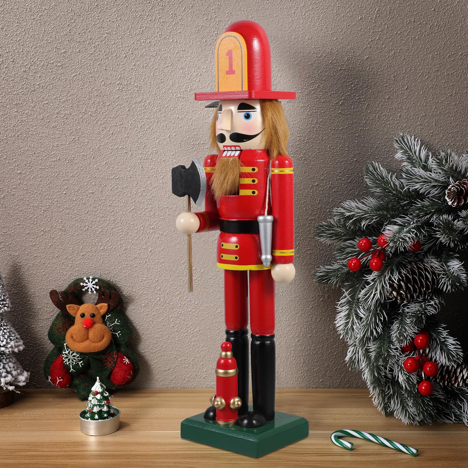 Amosfun Nussknacker-Soldat für Weihnachtsdekorationen Nussknacker-Ornament als Schmuckstück für Küchentheke oder Kaminsims
