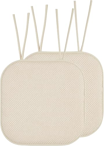 Elegant Comfort Juego de 2 fundas para cojín para silla con lazos y parte trasera de goma antideslizante, espuma viscoelástica gruesa, almohadilla