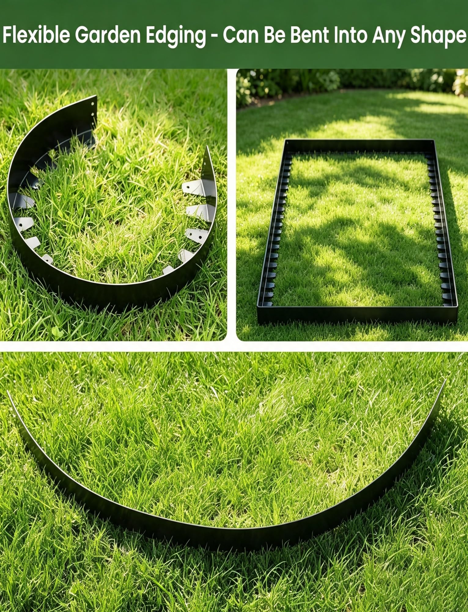 Bordure De Jardin Flexible 1 M ; Acier Inoxydable Résistant À La Rouille; Facile Façonner(Black,W3xh15cm/1.2x5.9in)