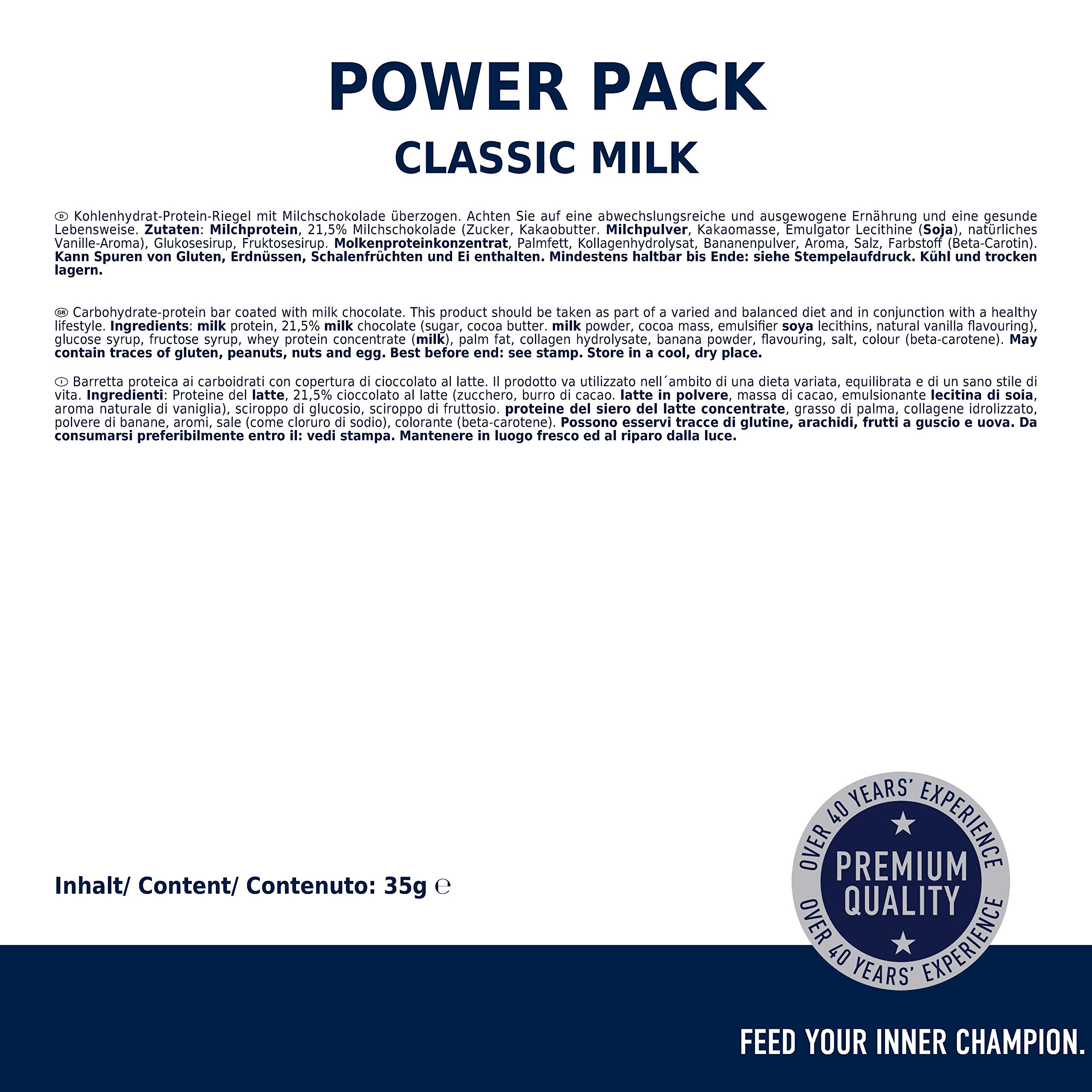 Multipower Power Pack Classic Milk Protein Riegel – Eiweißriegel mit 27% Protein – klassischer Power Bar als gesunder Sport-Snack – mit leckerem Banane-Schokolade-Geschmack – 24x35g