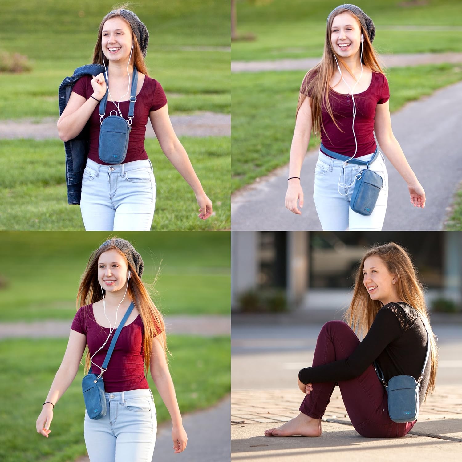 Cell Phone Purse Bag by Aapporto - for iPhone 7 8 Plus Galaxy S8+ Note 8 & More - Soft Case Pouch - Waist Belt Attachment - Zippered Wallet Compartment - Crossbody Shoulder Strap - for Men & Women