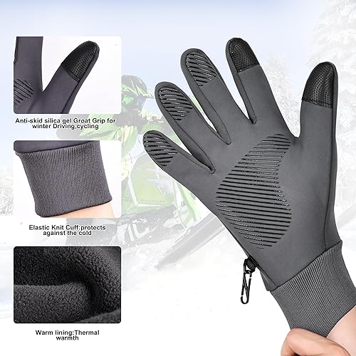 Miniatura 3 de Guantes impermeables de invierno con dedos para pantalla táctil para hombres y mujeres, forro térmico resistente al viento para correr, ciclismo,