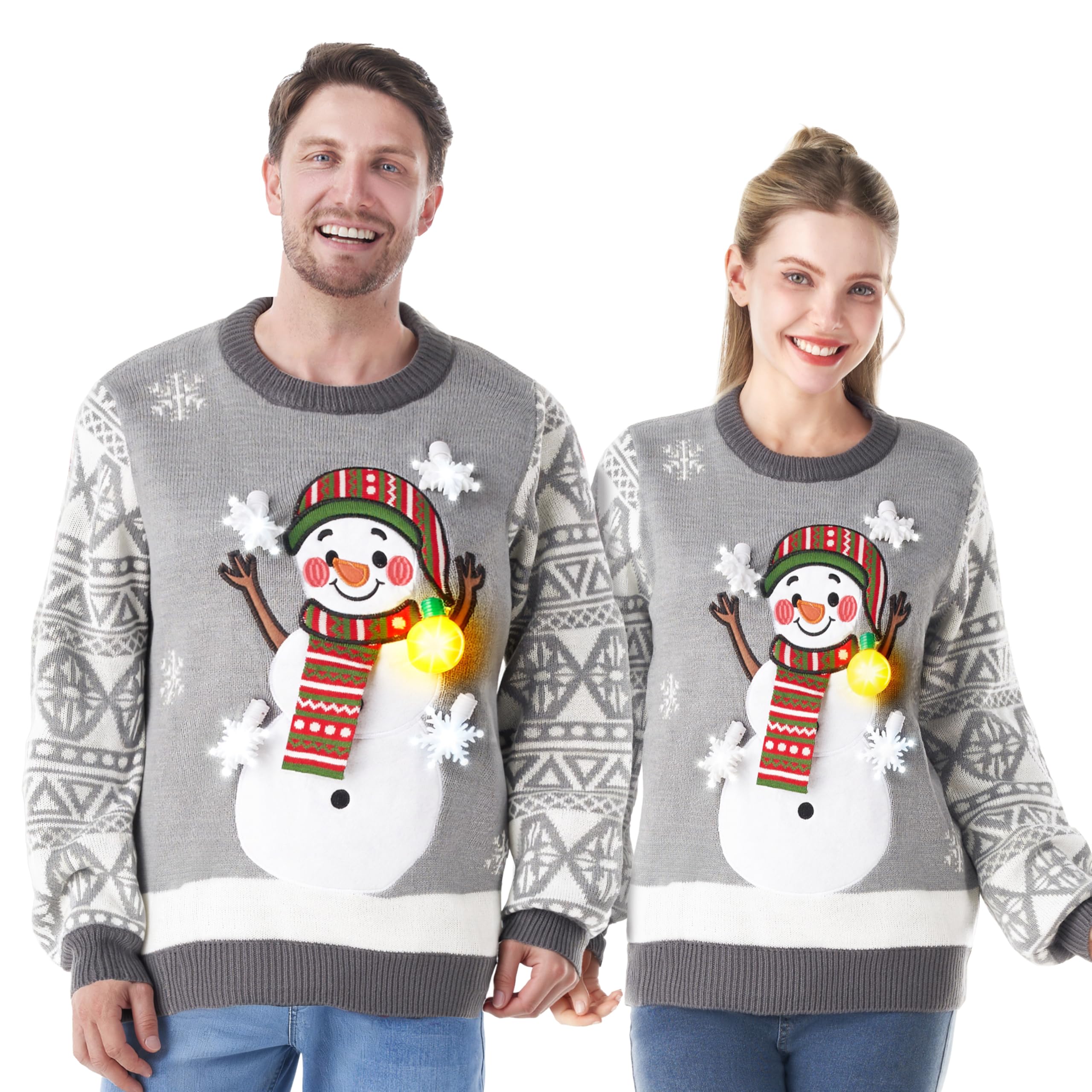 thumbnail: JOYIN Lelijke Kersttrui Heren - Met Knipperende LED-lampjes En 6 Lichtstanden | Grappige Rendier Print | Voor Kerstfeesten En Family Matching