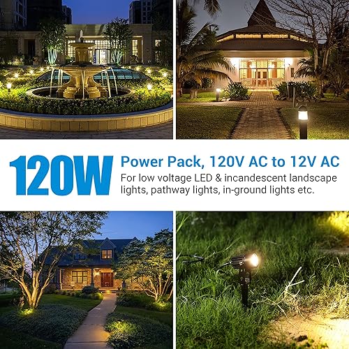 Miniatura 5 de DEWENWILS Transformador inteligente de paisaje de bajo voltaje y luces LED de paisaje al aire libre de 14W