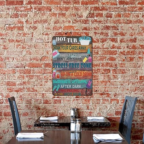 Miniatura 5 de Cartel de metal con reglas de bañera de hidromasaje, póster de metal vintage de aluminio de 8 x 12 pulgadas, letrero de pintura de impresión para