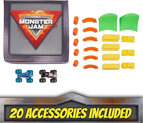 Miniatura 8 de Monster Jam - Tapete de juego y almacenamiento Ultimate Arena con 2 Monster Trucks exclusivos, escala 1:64, 20 accesorios, juguetes para niños y
